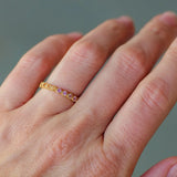 Sethi Couture Wedding Band Sethi Couture 18K Yellow Gold Rainbow Sapphire Bezel Band - Size 6.5