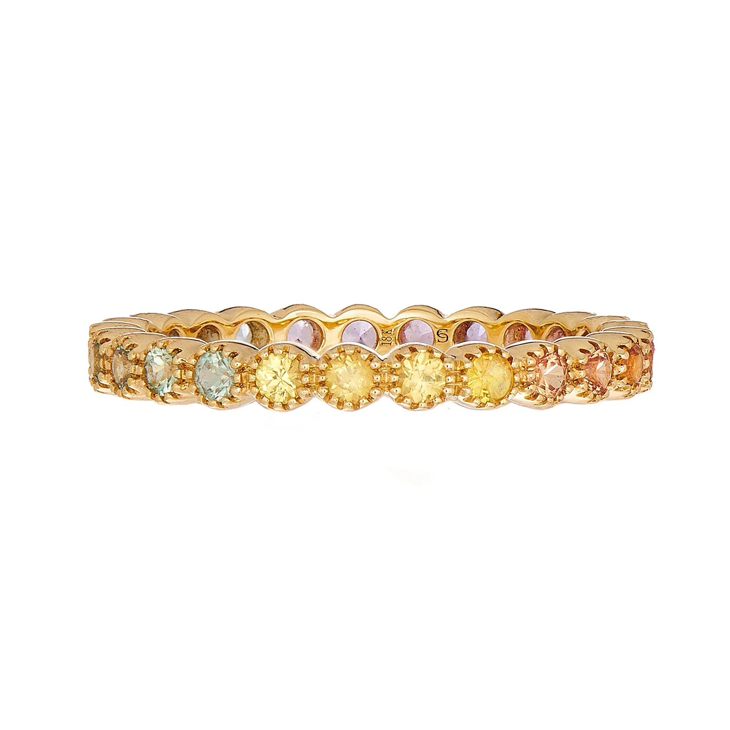 Sethi Couture Wedding Band Sethi Couture 18K Yellow Gold Rainbow Sapphire Bezel Band - Size 6.5