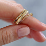 Sethi Couture Wedding Band Sethi Couture 18K Yellow Gold Rainbow Sapphire Scallop Band - Size 6.5