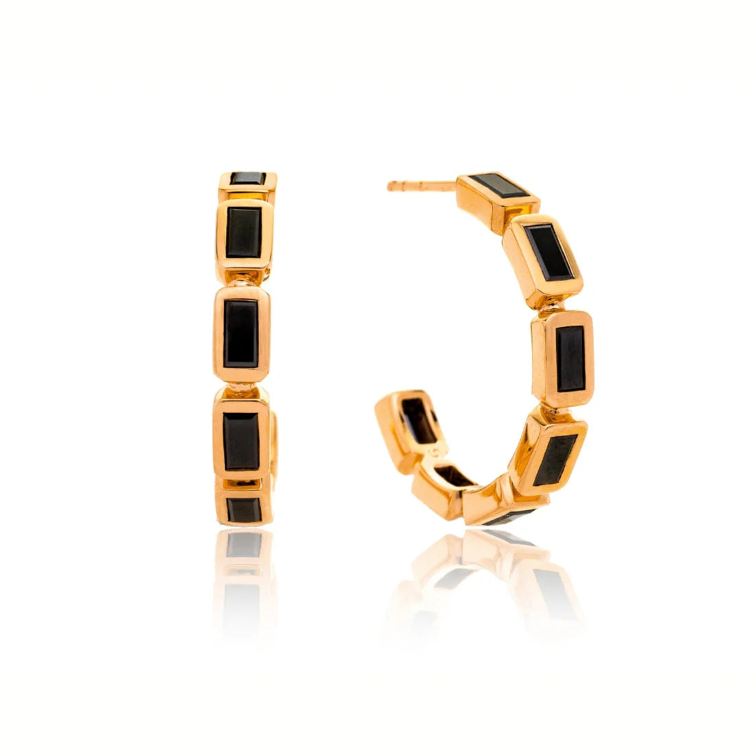 Sethi Couture Earrings Sethi Couture 18K Yellow Gold Simone Black Diamond Hoop Earrings