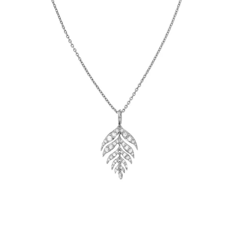 Sethi Couture Necklaces and Pendants Sethi Couture Feuille 18k White Gold Rose-Cut Diamond Pendant