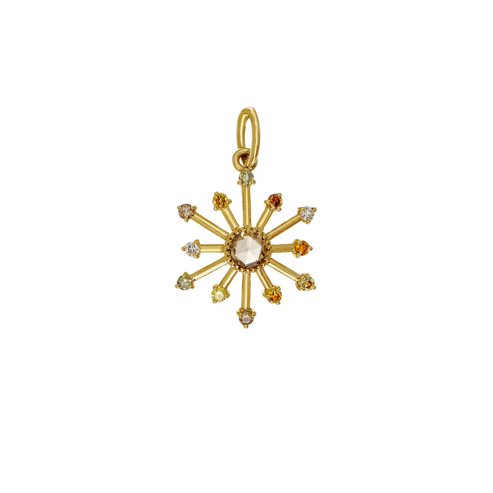 Sethi Couture Pendant Sethi Couture Leena 18k Yellow Gold Multi-Color Diamond Starburst Pendant