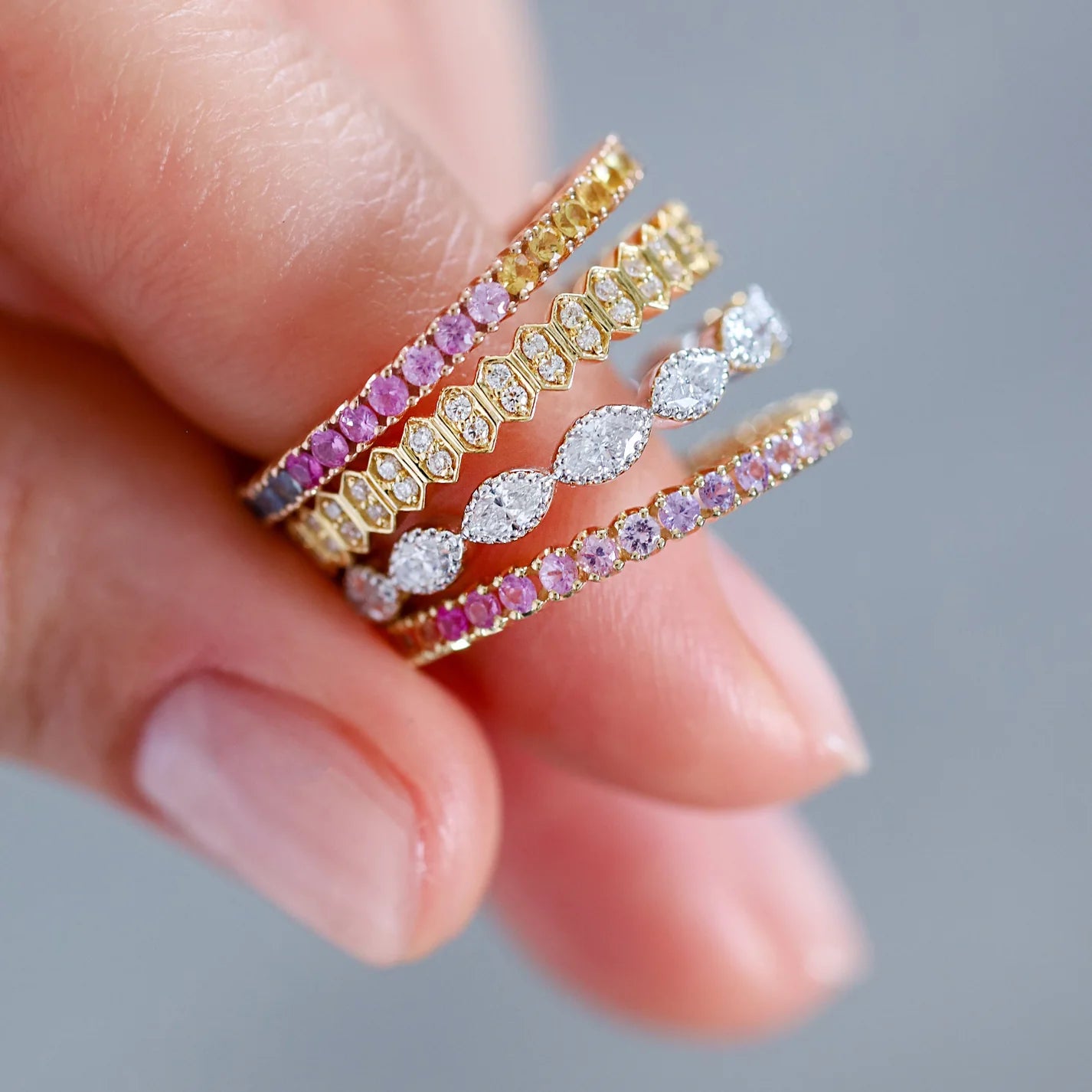 Sethi Couture Sethi Couture Mini Abacus 18K Yellow Gold Diamond Eternity Band