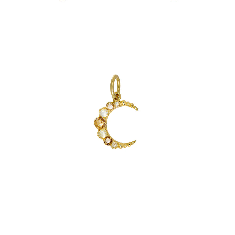 Sethi Couture Pendant Sethi Couture Small Crescent 18k Yellow Gold Multi-Color Diamond Pendant