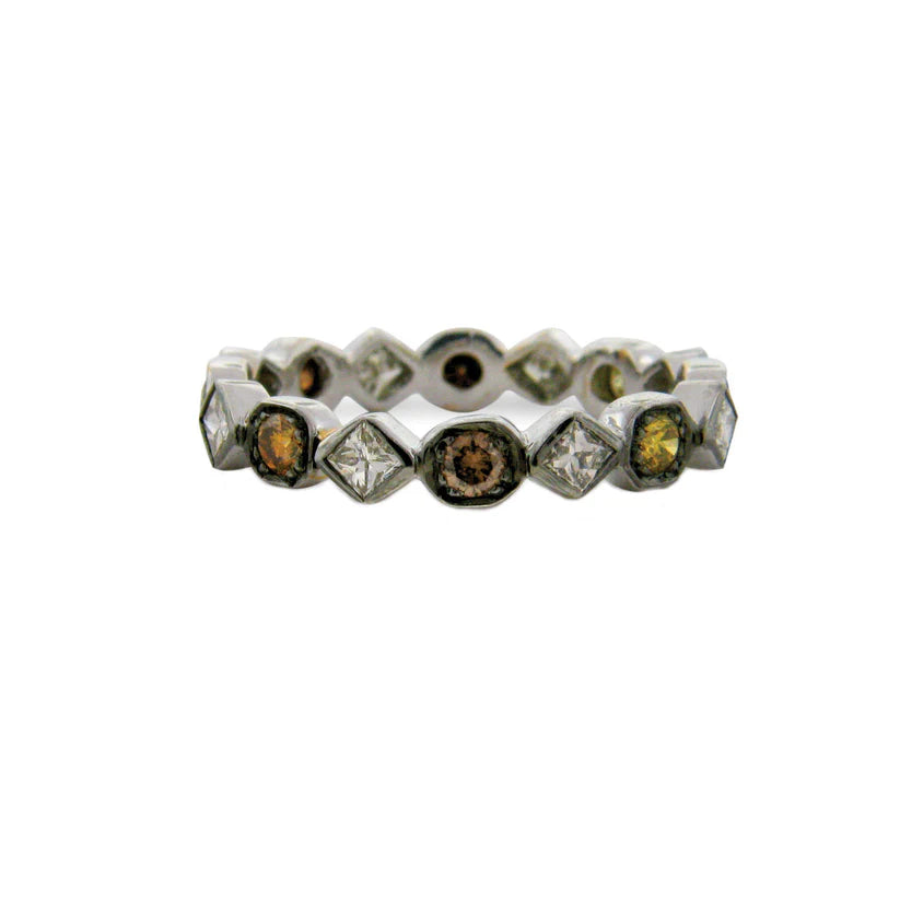 Sethi Couture Wedding Band Sethi Couture White Gold Art Deco Multi-Color Diamond Band