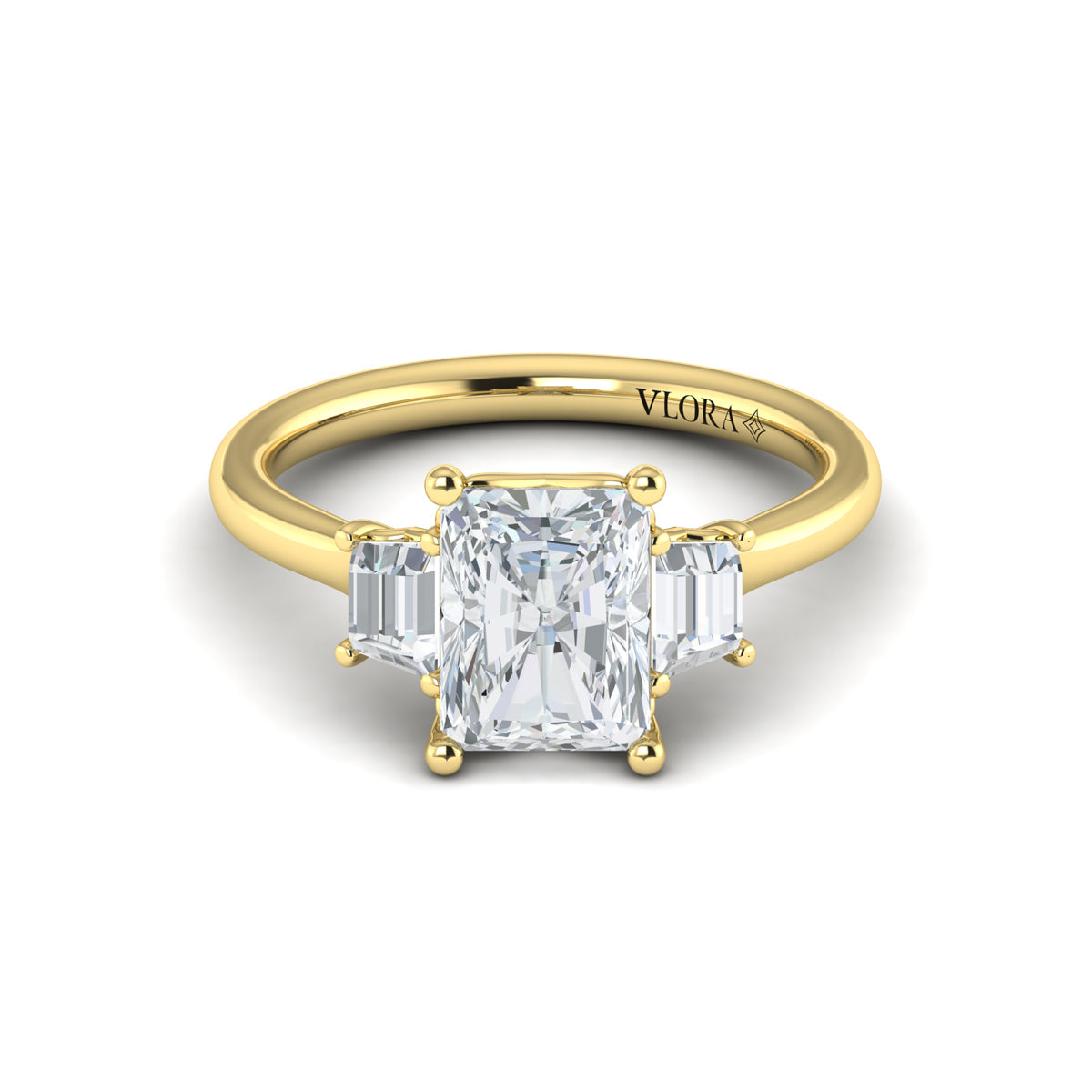 Sincerely Springer's 18K Yellow Gold Emerald Cut Three-Stone Engagement ...