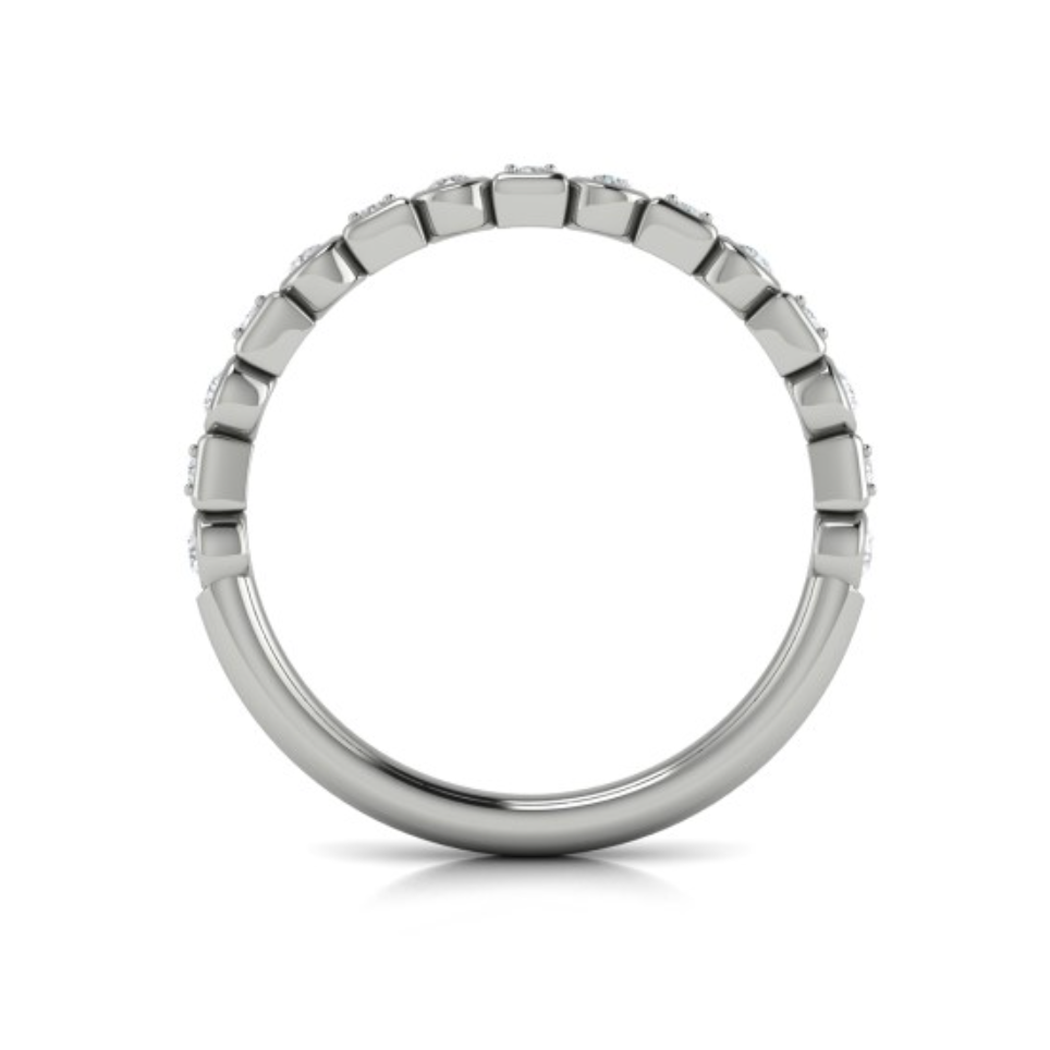 Sincerely, Springer's Wedding Band Sincerely, Springer's by Vlora 18k White Gold Alternating Round & Square Diamond Bezel Band – .34ctw