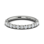 Sincerely, Springer's Wedding Band Sincerely, Springer's by Vlora 18k White Gold Alternating Round & Square Diamond Bezel Band – .34ctw