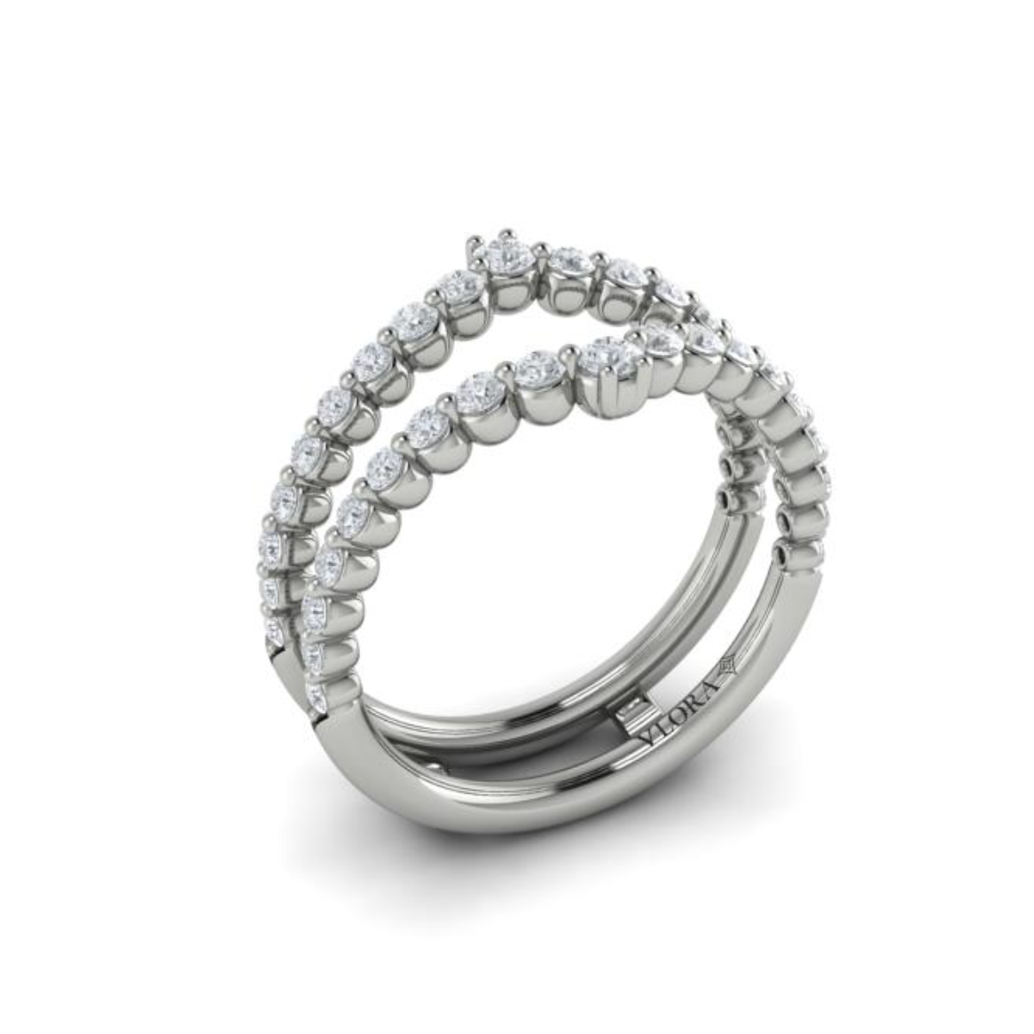 Sincerely, Springer's Wedding Band Sincerely, Springer's by Vlora 18k White Gold Curved Double Row Diamond Jacket Band – 0.73ctw