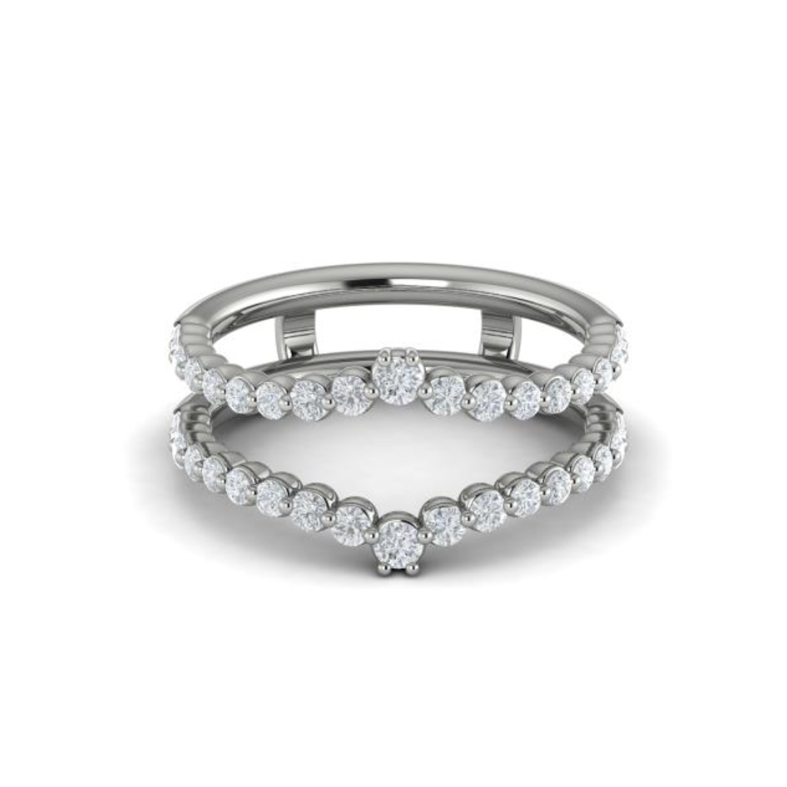 Sincerely, Springer's Wedding Band Sincerely, Springer's by Vlora 18k White Gold Curved Double Row Diamond Jacket Band – 0.73ctw