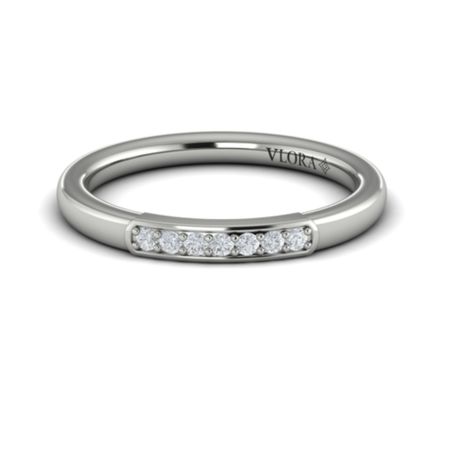Sincerely, Springer's Wedding Band Sincerely, Springer's by Vlora 18k White Gold Diamond Band with Bead-Set Diamonds