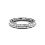 Sincerely, Springer's Wedding Band Sincerely, Springer's by Vlora 18k White Gold Double Row Baguette and Round Diamond Band - 0.72ctw