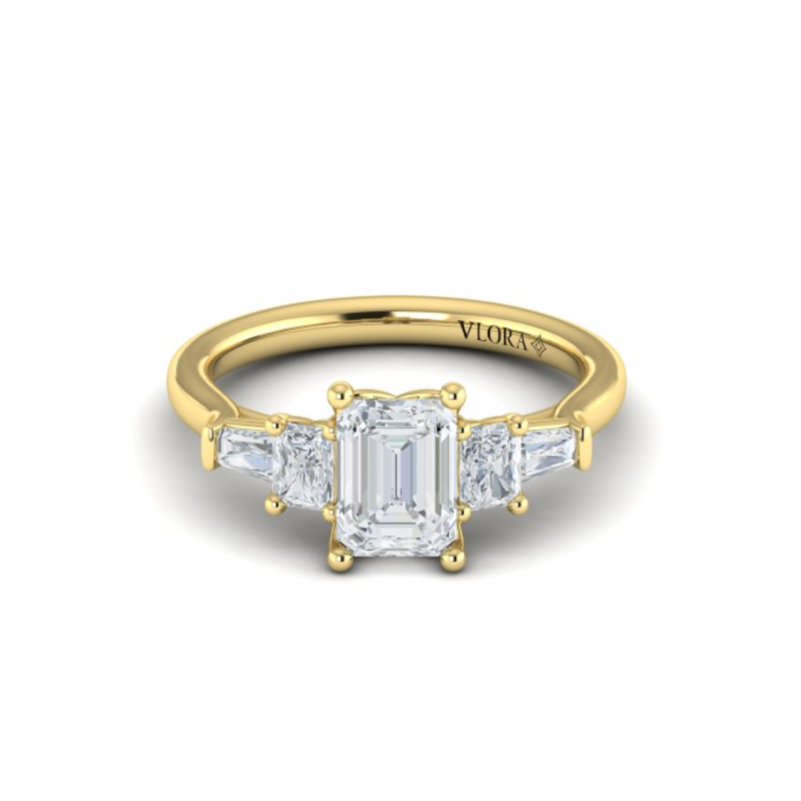 Sincerely Springer's 18K Yellow Gold Emerald Cut Three-Stone Engagement ...