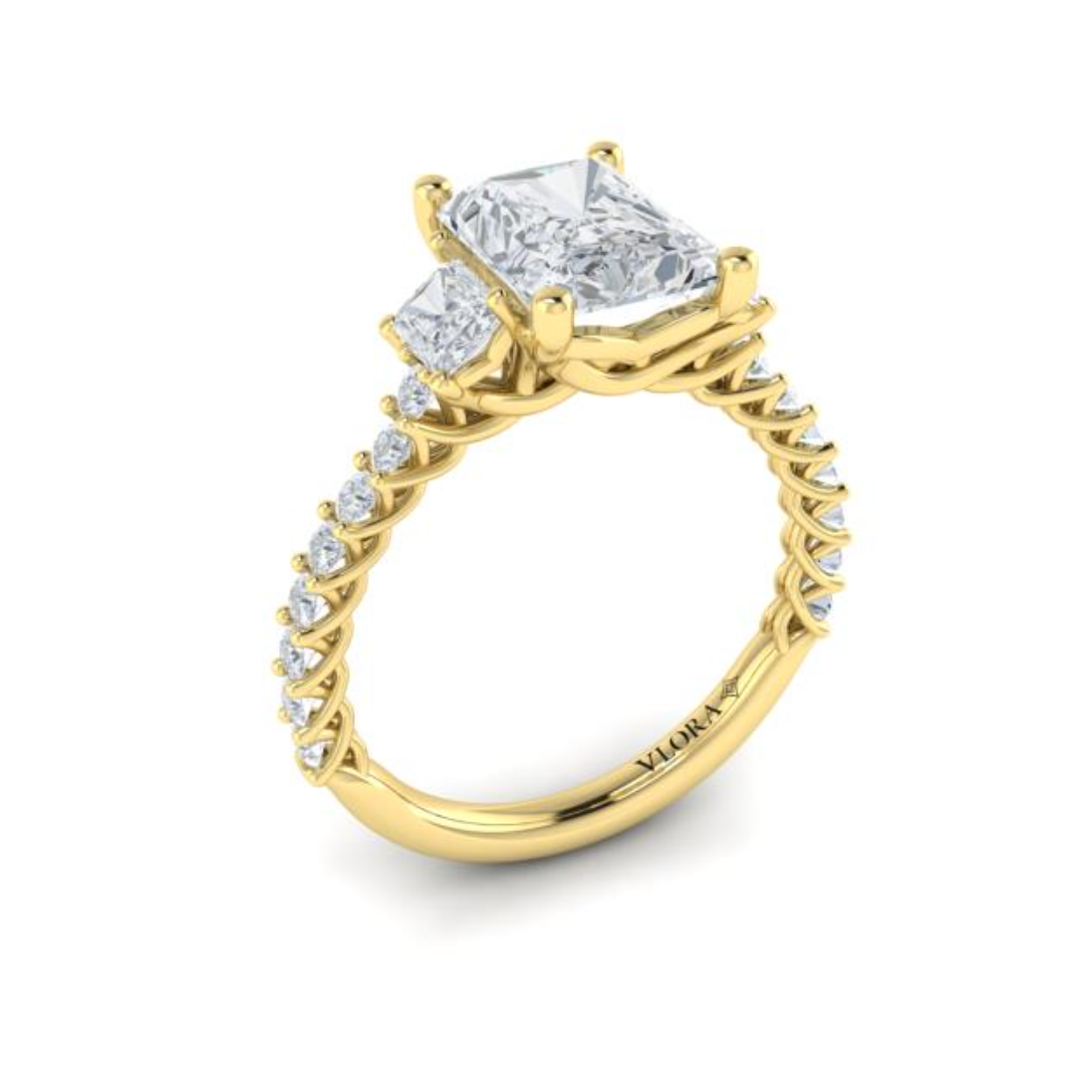 Sincerely, Springer's Engagement Ring Sincerely, Springer's by Vlora 18K Yellow Gold Emerald Cut Three-Stone Engagement Ring Style Mounting