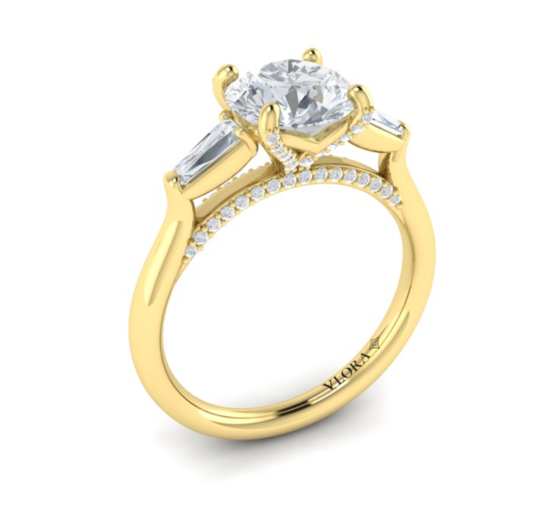 Sincerely, Springer's Engagement Ring Sincerely, Springer's by Vlora 18K Yellow Gold Three-Stone Diamond Engagement Ring Mounting - 0.36ctw