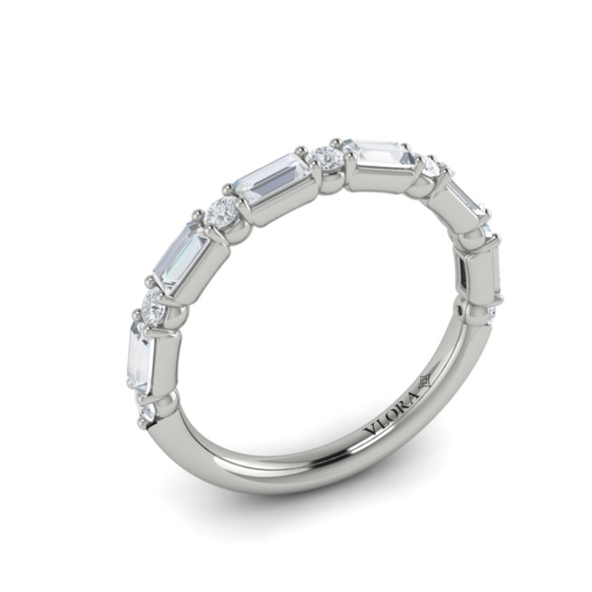 Sincerely, Springer's Springer's Forever Select by Vlora 18K White Gold Alternating Diamond Wedding Band