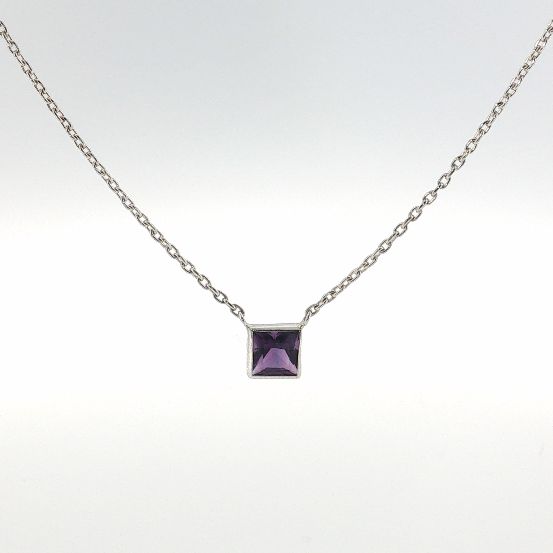 Springer's Necklaces 1870 Collection Princess Cut Amethyst Necklace — Sterling Silver