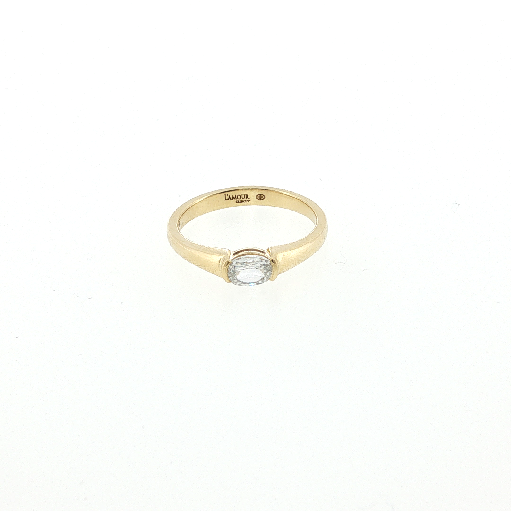 Christopher Designs 18K Yellow Gold Crisscut Oval Diamond Solitaire Ring