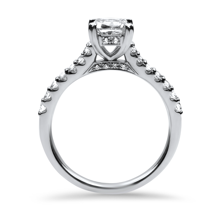 Springer's Bridal Engagement Ring Platinum One Carat Cushion Cut Solitaire Diamond Ring 6.75