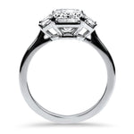 Springer's Bridal Engagement Ring Platinum Three Stone Emerald Cut Diamond Ring 6.25