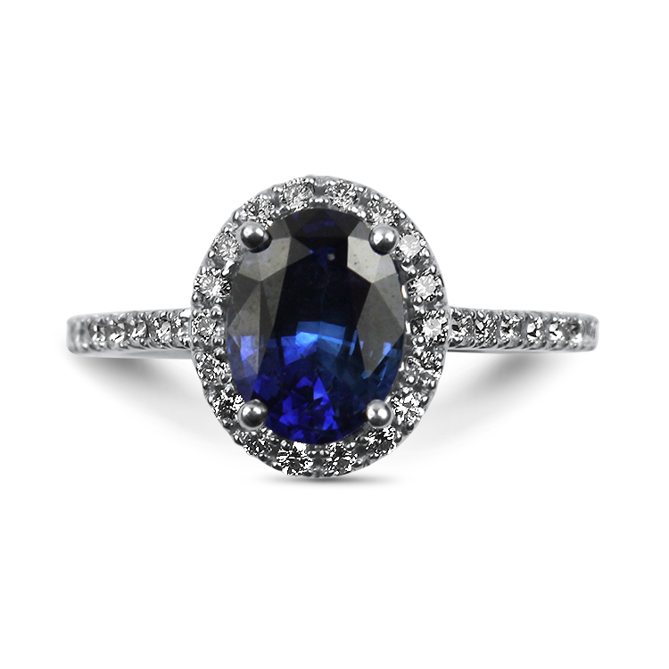 1.50 Carat Beautiful Sapphire and Diamond Halo Engagement Ring for Her in  White Gold - Walmart.com