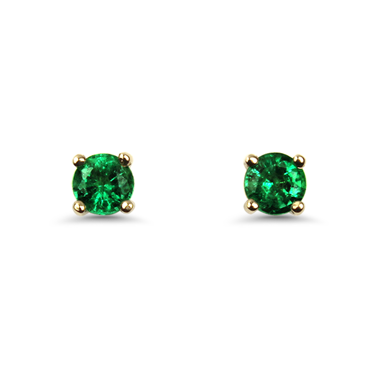 Springer's Collection Earring 14kk Yellow Gold Emerald Stud Earrings