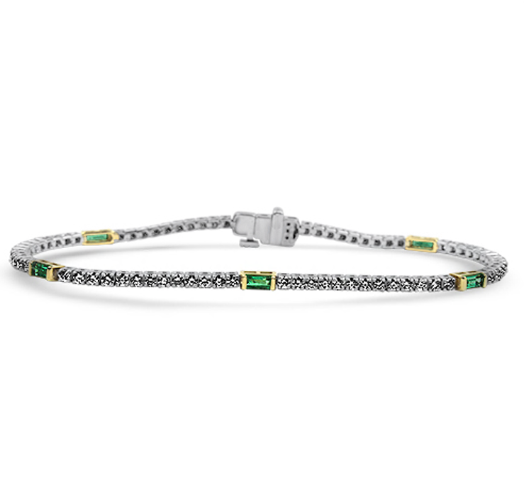 Springer's Collection Necklaces and Pendants Copy of 14k White and Yellow Gold Diamond and Emerald Tennis Bracelet