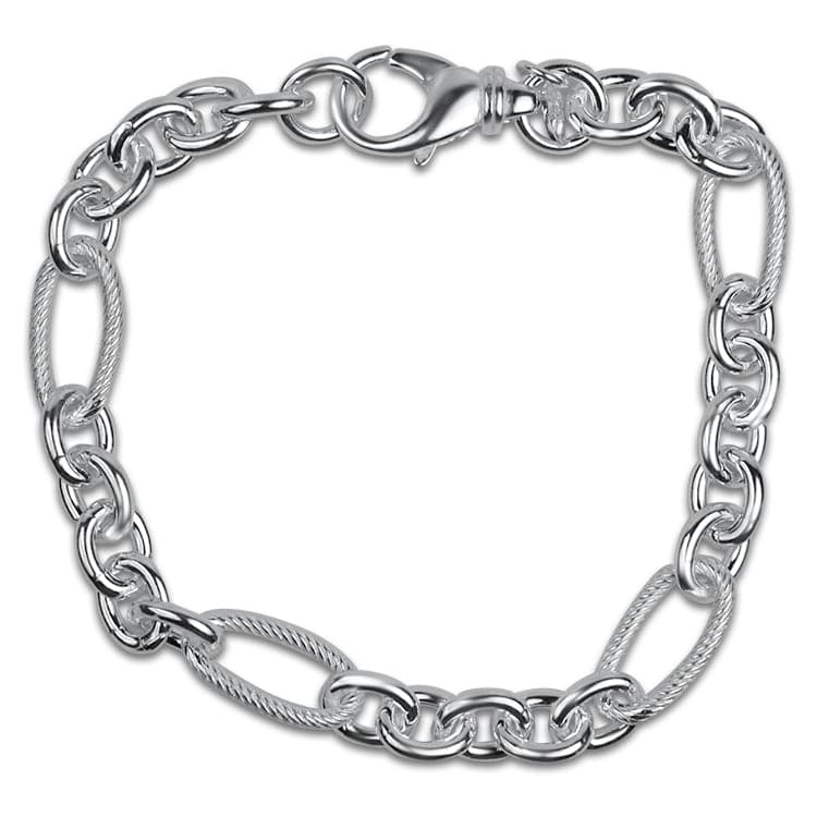 Springer's Collection Bracelet Copy of Sterling Silver Oval Rolo Link Charm Bracelet