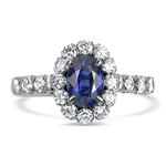 Springer's Collection Ring Copy of White Gold Ceylon Blue Sapphire and Diamond Halo Ring 6.5