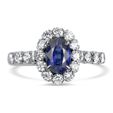 Springer's Collection Ring Copy of White Gold Ceylon Blue Sapphire and Diamond Halo Ring 6.5