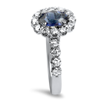 Springer's Collection Ring Copy of White Gold Ceylon Blue Sapphire and Diamond Halo Ring 6.5