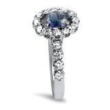 Springer's Collection Ring Copy of White Gold Ceylon Blue Sapphire and Diamond Halo Ring 6.5