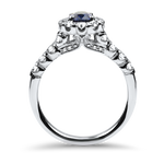 Springer's Collection Ring Copy of White Gold Ceylon Blue Sapphire and Diamond Halo Ring 6.5