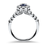 Springer's Collection Ring Copy of White Gold Ceylon Blue Sapphire and Diamond Halo Ring 6.5