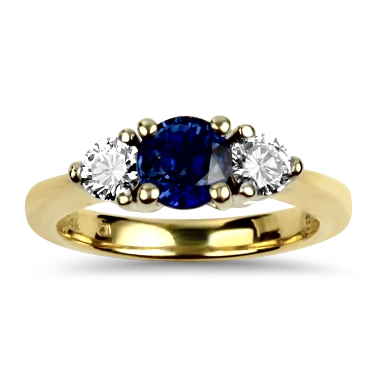 Springer's Collection Ring Estate 14K White Gold & Yellow Gold Sapphire & Diamond Three-Stone Ring 7