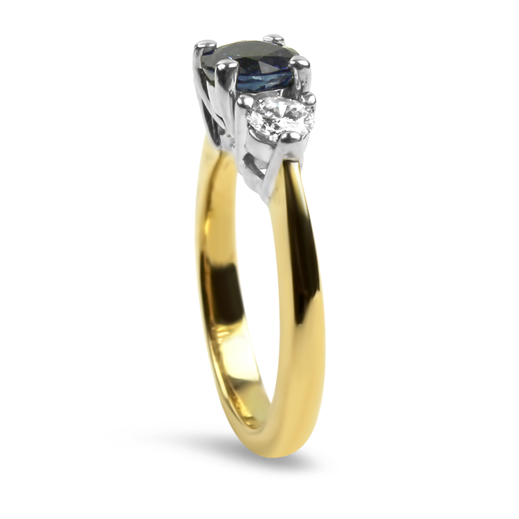 Springer's Collection Ring Estate 14K White Gold & Yellow Gold Sapphire & Diamond Three-Stone Ring 7