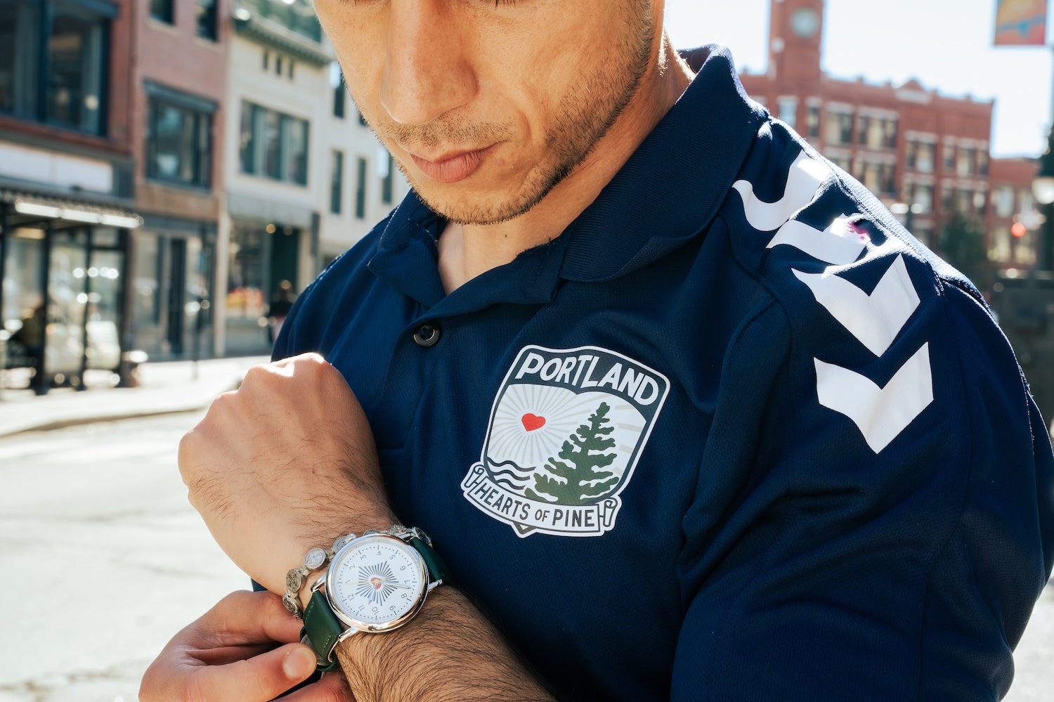 Springer's Collection Watch Hearts of Pine Limited Edition Watch, 40mm, on wrist, Mikey