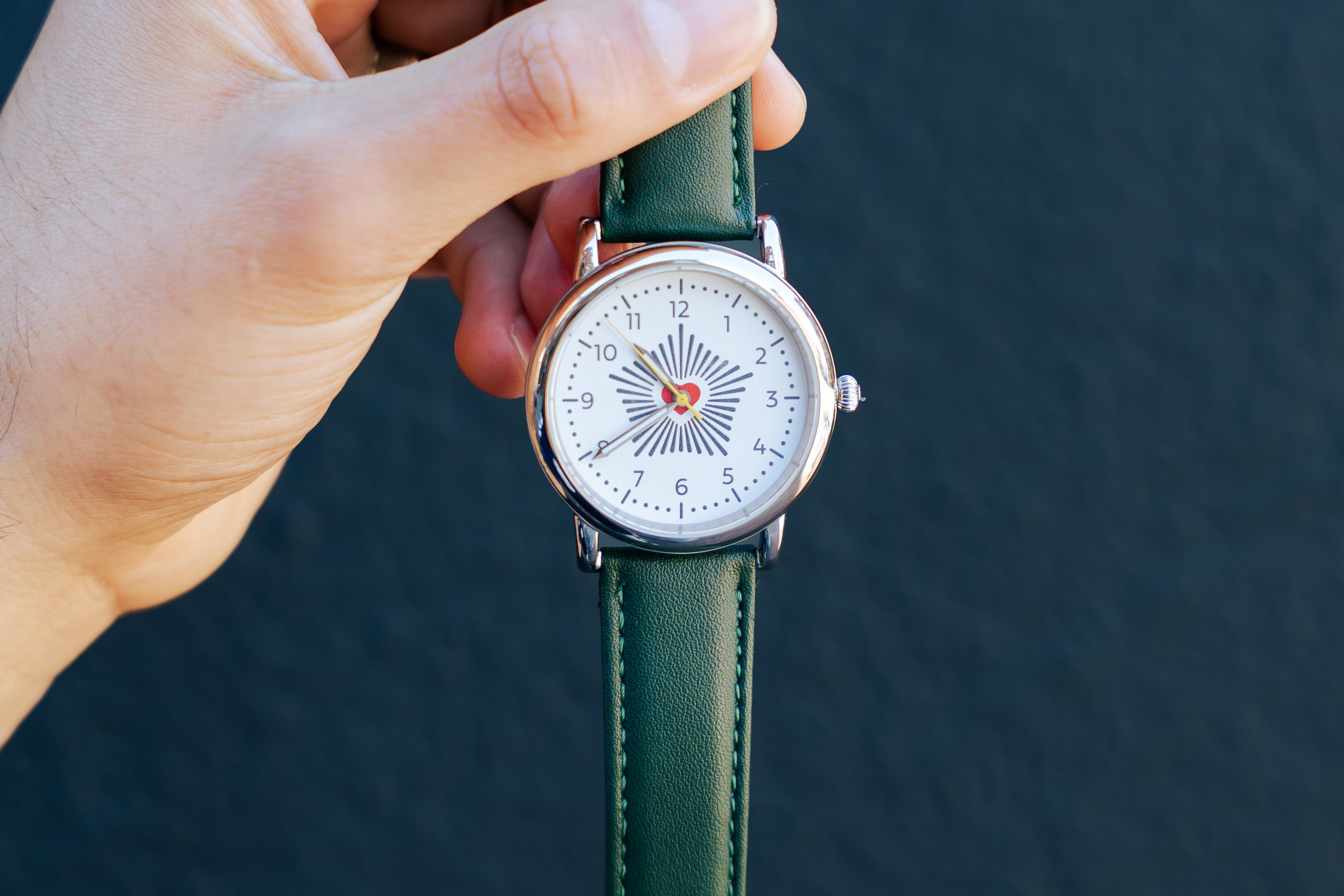 Springer's Collection Watch Hearts of Pine Limited Edition Watch, 40mm, against blue background
