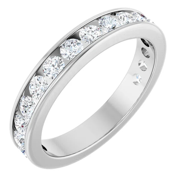 Springer's Collection Wedding Band Platinum Channel-Set Round Diamond Anniversary Band 6