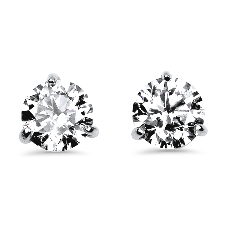 Springer's Collection Earring Springer's Collection 14k White Gold 1.80cts. Three-Prong Diamond Stud Earrings