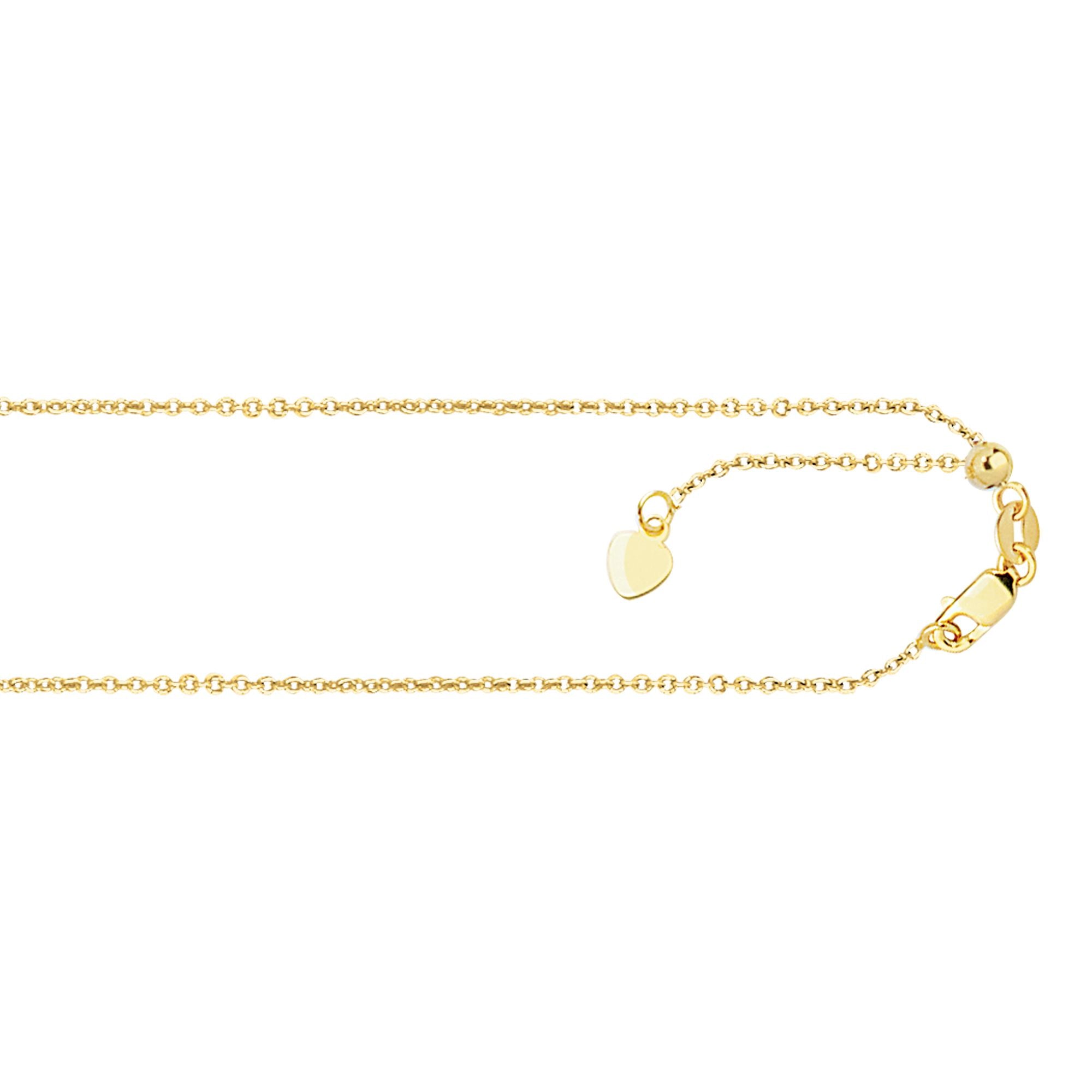 Springer's Collection Chain Springer's Collection 14K Yellow Gold 1.1mm Adjustable Diamond Cut Cable Chain, 22"