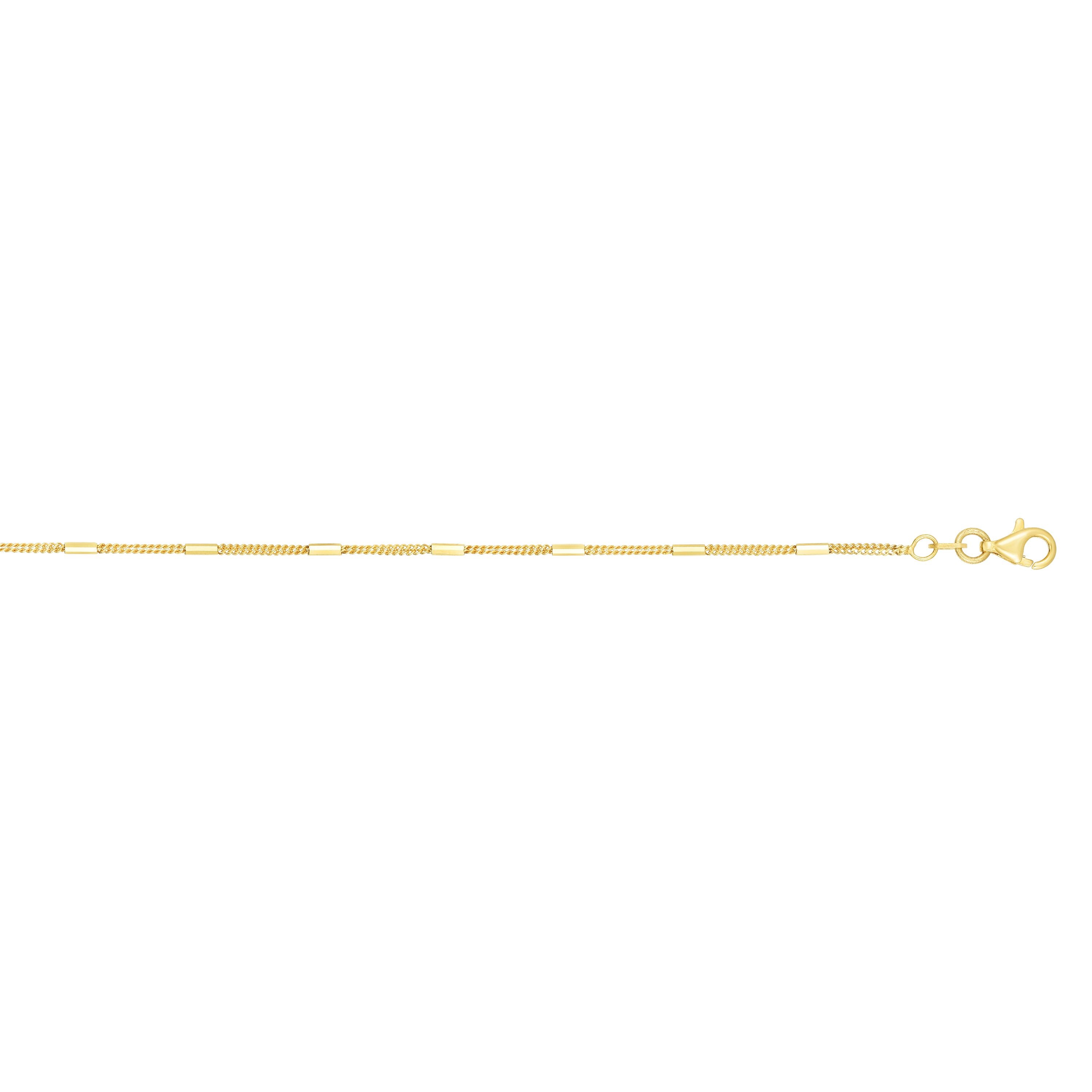 Springer's Collection Chain Springer's Collection 14K Yellow Gold 1.3mm Polished Bar Station Saturn Chain, 18"