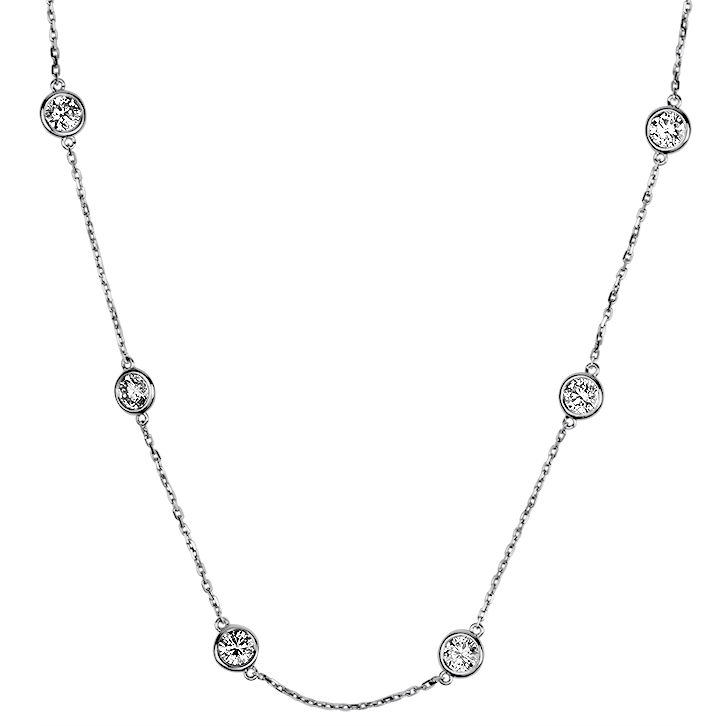 Springer's Collection Necklaces and Pendants Springer's Collection White Gold Diamond By The Yard Bezel 4.02 cts. Necklace