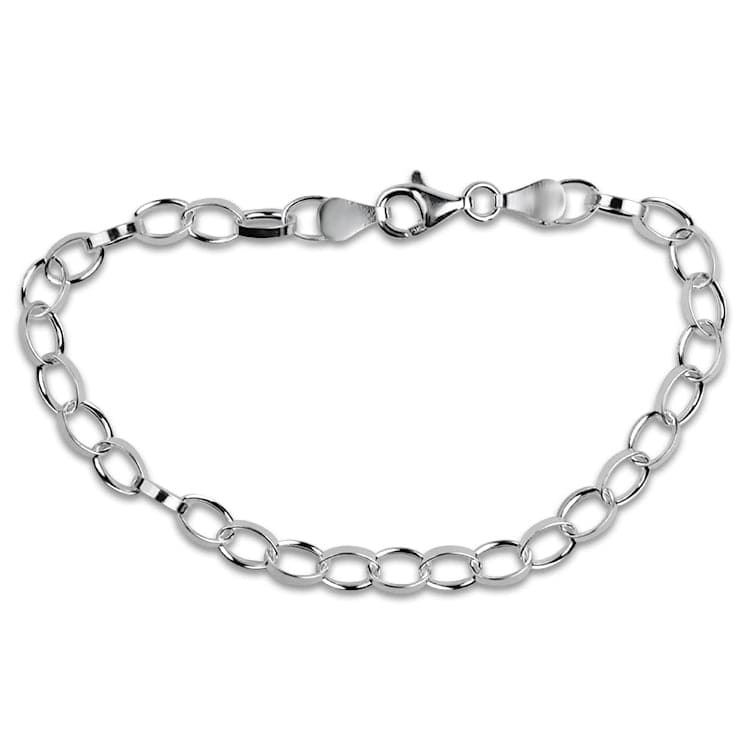 Springer's Collection Bracelet Sterling Silver Oval Rolo Link Charm Bracelet