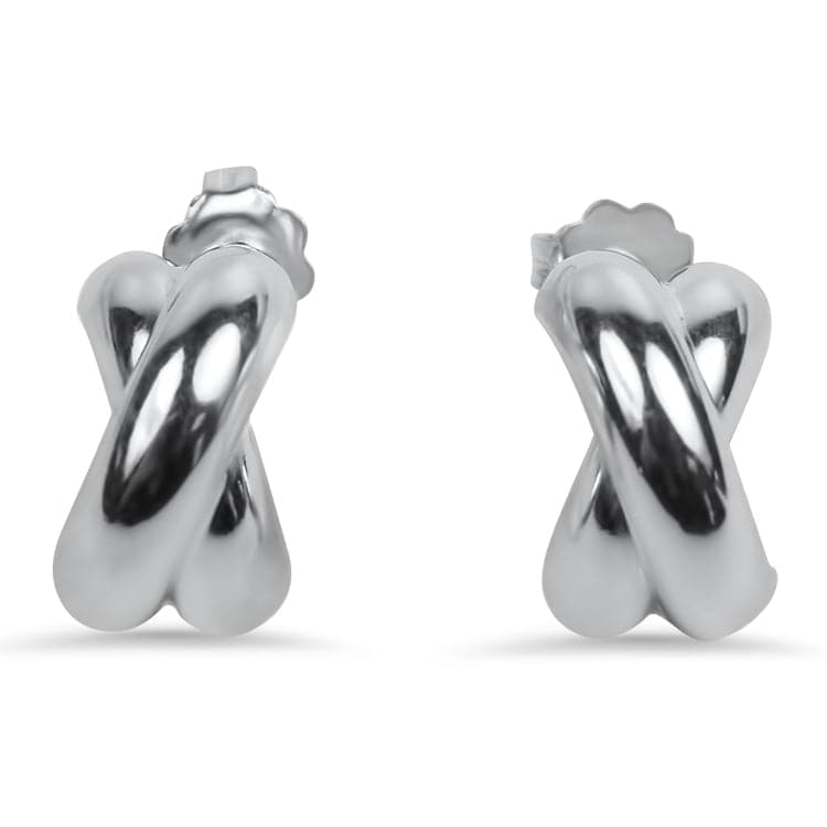 Springer's Collection Earring Sterling Silver "X" Hoops Earrings