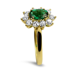 Springer's Collection Ring Suna Bros 18k Yellow Gold Oval Emerald and Diamond Halo Ring 6
