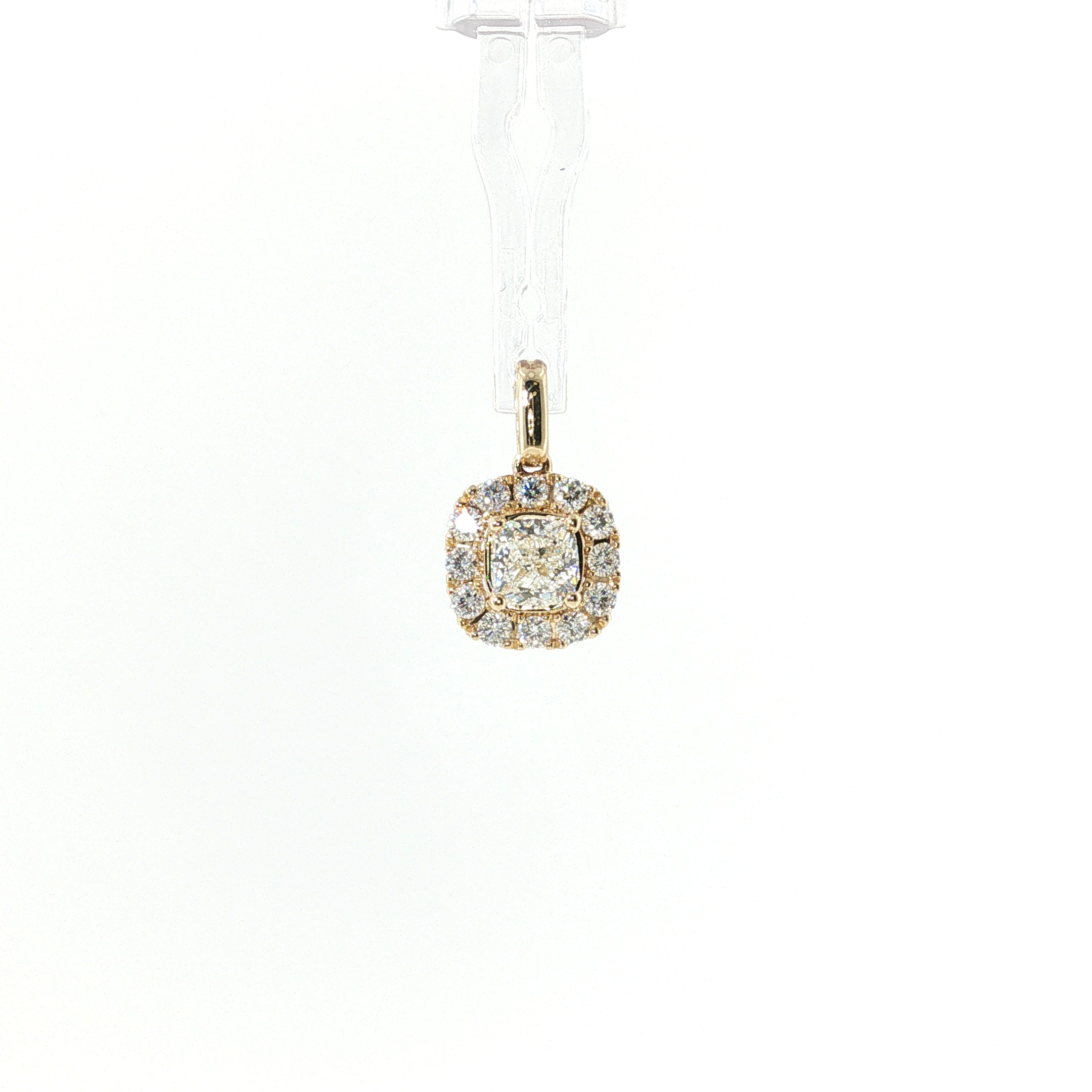 Springer's Forever 14K Yellow Gold Cushion Diamond Halo Pendant - 1.01ctw