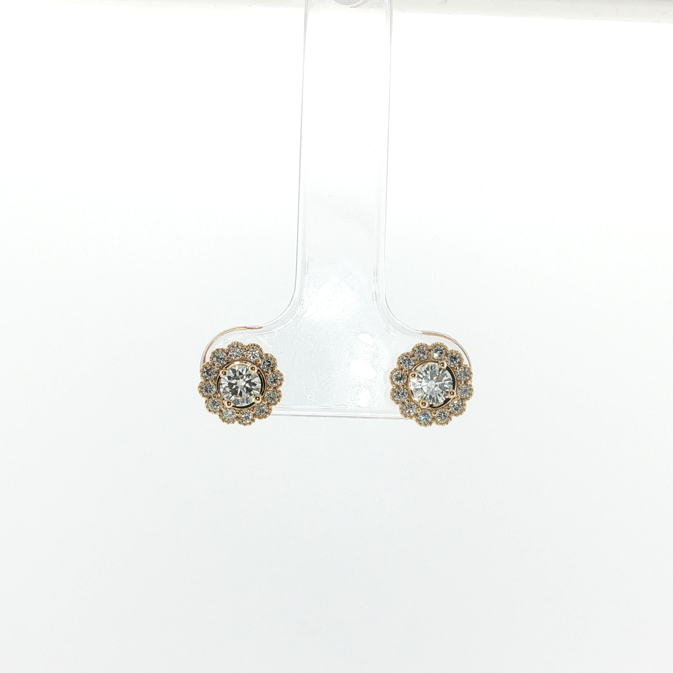 Springer's Forever 14K Yellow Gold Diamond Floral Halo Stud Earrings - 0.62ctw