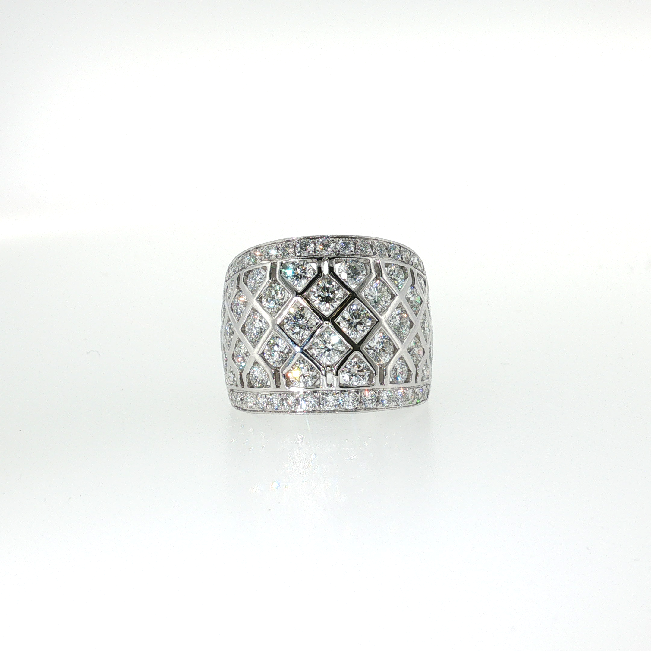 Springer's Forever 18K White Gold Diamond Lattice Cocktail Ring - 2.94ctw