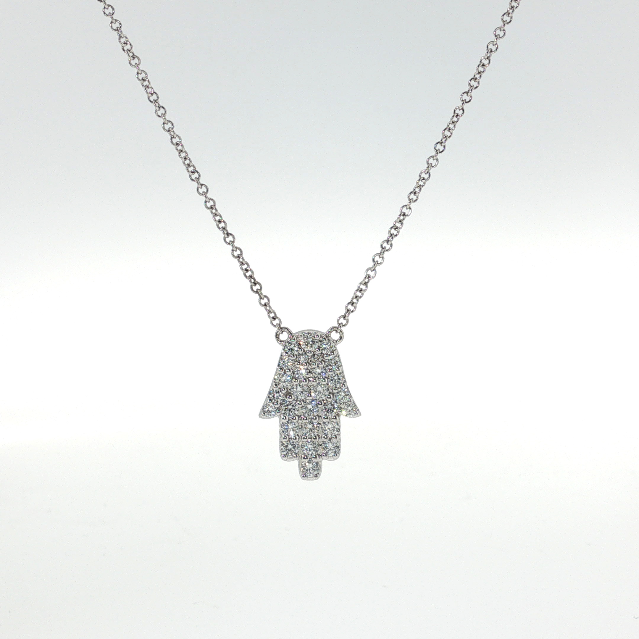Springer's Forever 14K White Gold Diamond Pavé Hamsa Necklace - 0.48ctw, 18"